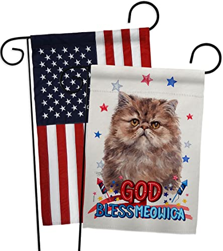 Breeze Decor Patriotic Persian Long Hair Garden Flag Pack Cat Kitten Meow Spoil…