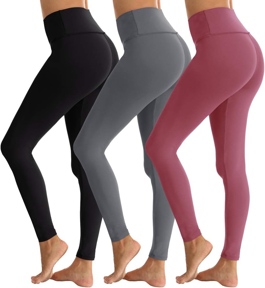 High Waisted Leggings for Women-1/3 Pack Tummy Control Soft Slim Pants for Runing Yoga Workout