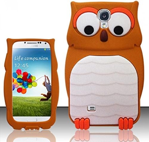 For Samsung Galaxy S4 i9500 3D Owl Silicone Case Cover - Brown