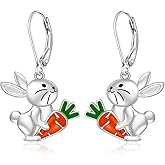 Bunny Easter Earrings for Women Dangling Sterling Silver Carrot Egg Rabbit Earrings Dangle Easter Bunny Jewelry Mothers Day Birthday Gifts