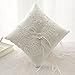 Lace Pearl Embroided Satin Flower Wedding Ring Bearer Pillow 7.8 Inch x 7.8 Inch (Ivory Pearl)
