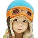 Fullkang Baby Boys Earflap Hat, Winter Warm Pilot Aviator Crochet Caps (Blue)