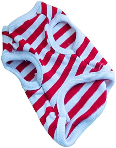 Axchongery Pet Vest,Summer Dog Leisure Wide Stripes T-shirt Doggy Party Clothes (Red, S)