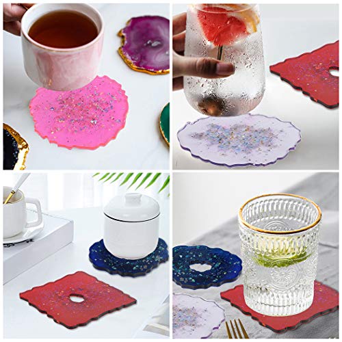 Outgeek Resin Coaster Molds with 4PCS Silicone Molds