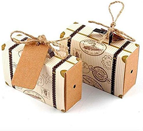 Hondex Suitcase Candy Gift Box 50 Pcs Mini Suitcase Carton Gift Bags for Wedding Birthday Party Sweet Chocolate Boxes Christmas Decoration