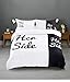YOUSA His Side Her Side Bedding Queen Size Black and White Bedding Set (Queen,3Pcs)