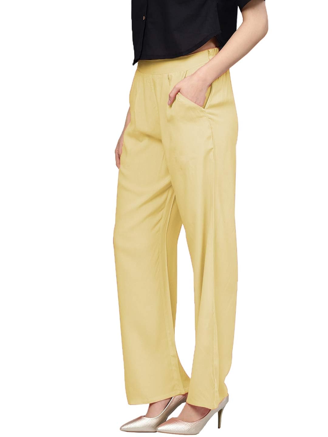 saundarya palazzo pant, rayon fabric, solid colour, comfortable & stylish