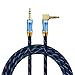 EMK 90 Degree Right Angle Aux Cable - [24K Gold-Plated,Sound Quality] Audio Stereo Male to Male Cable for Laptop, Tablets, MP3 Players,Car/Home Aux Stereo, Speaker or More(4FT/1.2M)