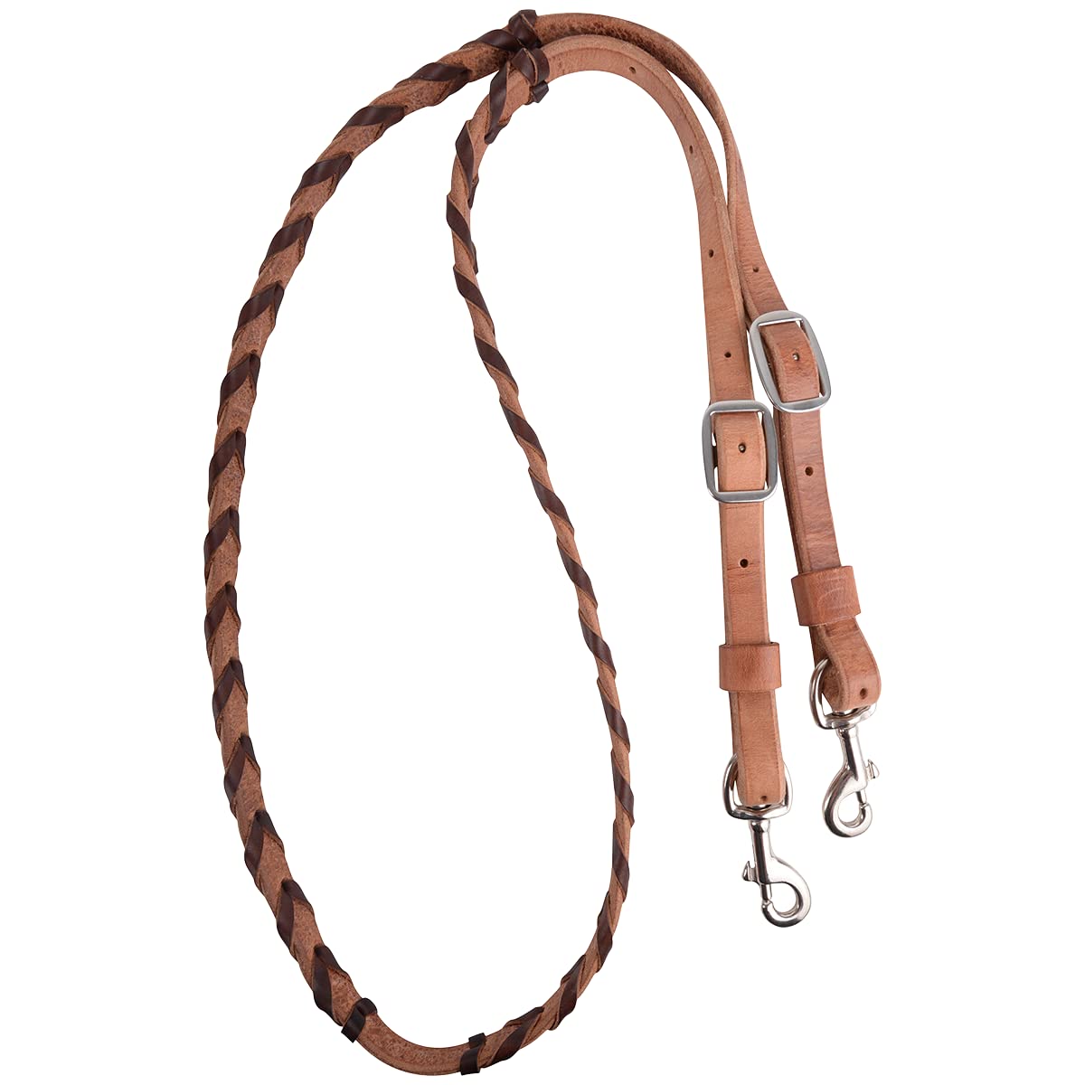 Martin Saddlery Latigo Laced Barrel Rein 5/8-inch Thick Buckle and Keeper Snap Ends, Chocolate