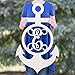 Personalized Wooden Anchor Vine Letter Initial Sign - Nautical Wall Decor For Beach House - Custom Anchor Sign Door Hanger - Navy and Ship Art Decorations For Your Home by 48 Hour Monogram
