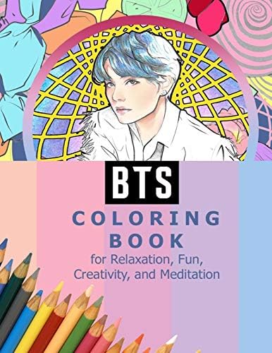 BTS Coloring Book for Relaxation, Fun, Creativity, and Meditation: Beautiful Stress Relieving Coloring Pages for ARMY and Kpop fans I Purple U 8.5 in ... RM, Jimin, V, Jungkook, Suga, JHope, Jin