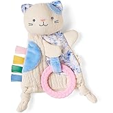 Itzy Ritzy - Bitzy Crinkle Sensory Toy Kitty with Crinkle Sound for Babies & Toddlers - Features Soft Braided Teething Ring &