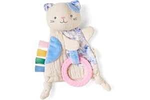 Itzy Ritzy - Bitzy Crinkle Sensory Toy Kitty with Crinkle Sound for Babies & Toddlers - Features Soft Braided Teething Ring &