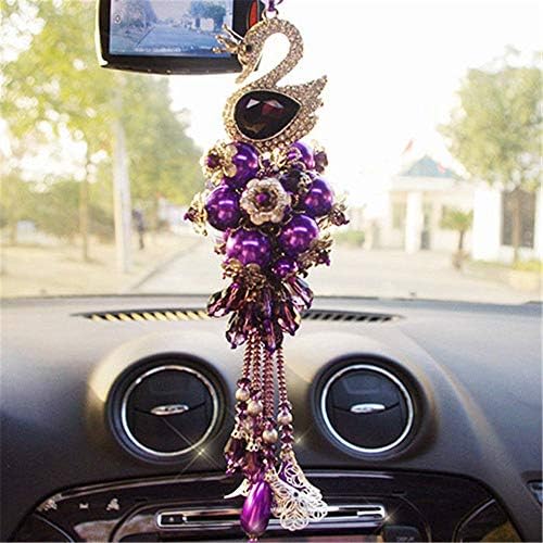 skwff Crystal Car Pendant Diamond Swan Car Pendant Decoration Lady, Purple