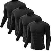CL convallaria 4 Pack Compression Shirts Men Long Short Sleeve Cooling Dry Rash Guard Athletic Workout T Shirt for Sports