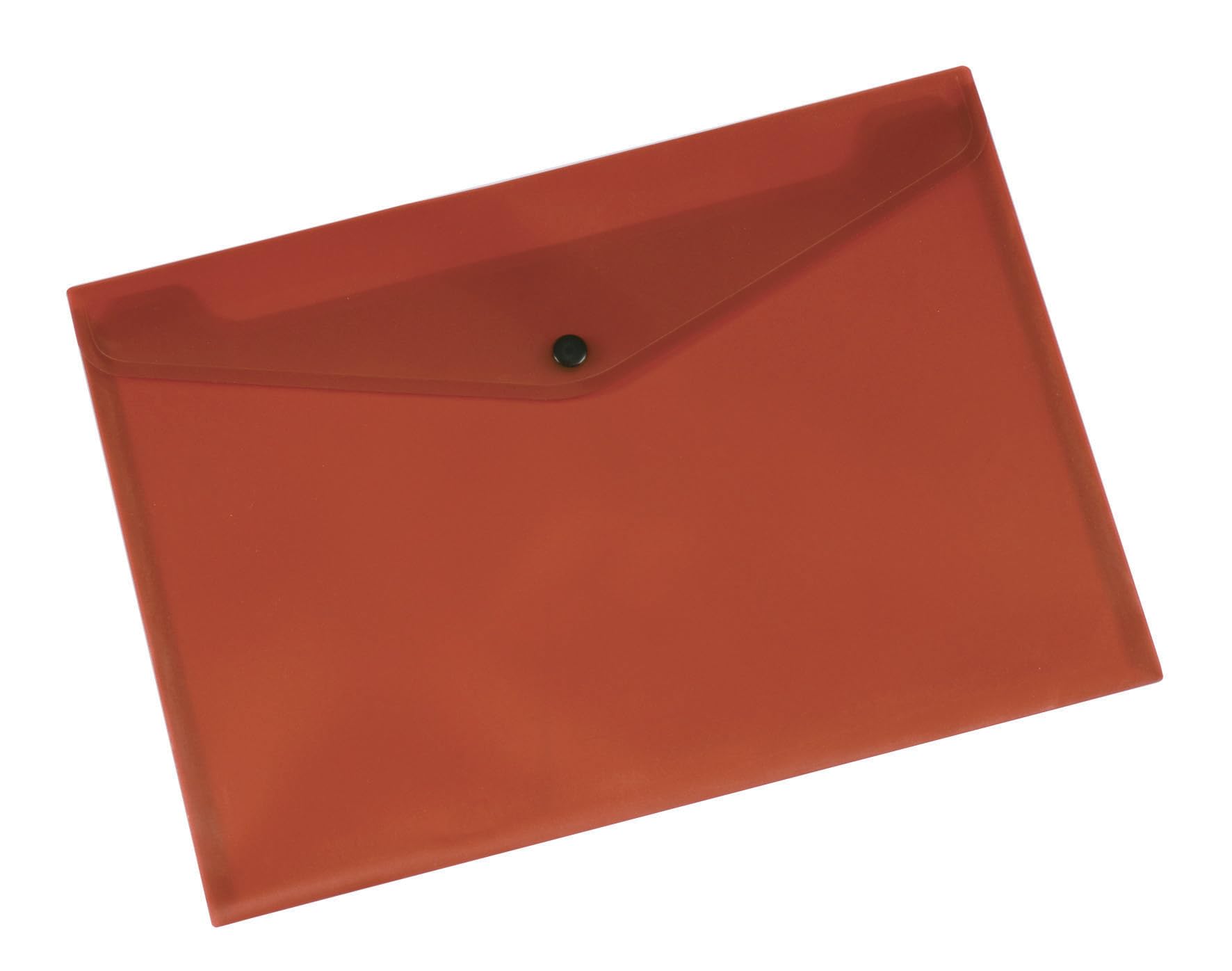 Envelope Wallet Q-CONNECT Press Stud PP A4 172 Micron Transparent Red/Document Archiving/Type-Envelope/Kind-Press Stud/Index-N.a. / Pockets-N.a. / Material-PP/Dividers-1 / Coating-N.a.