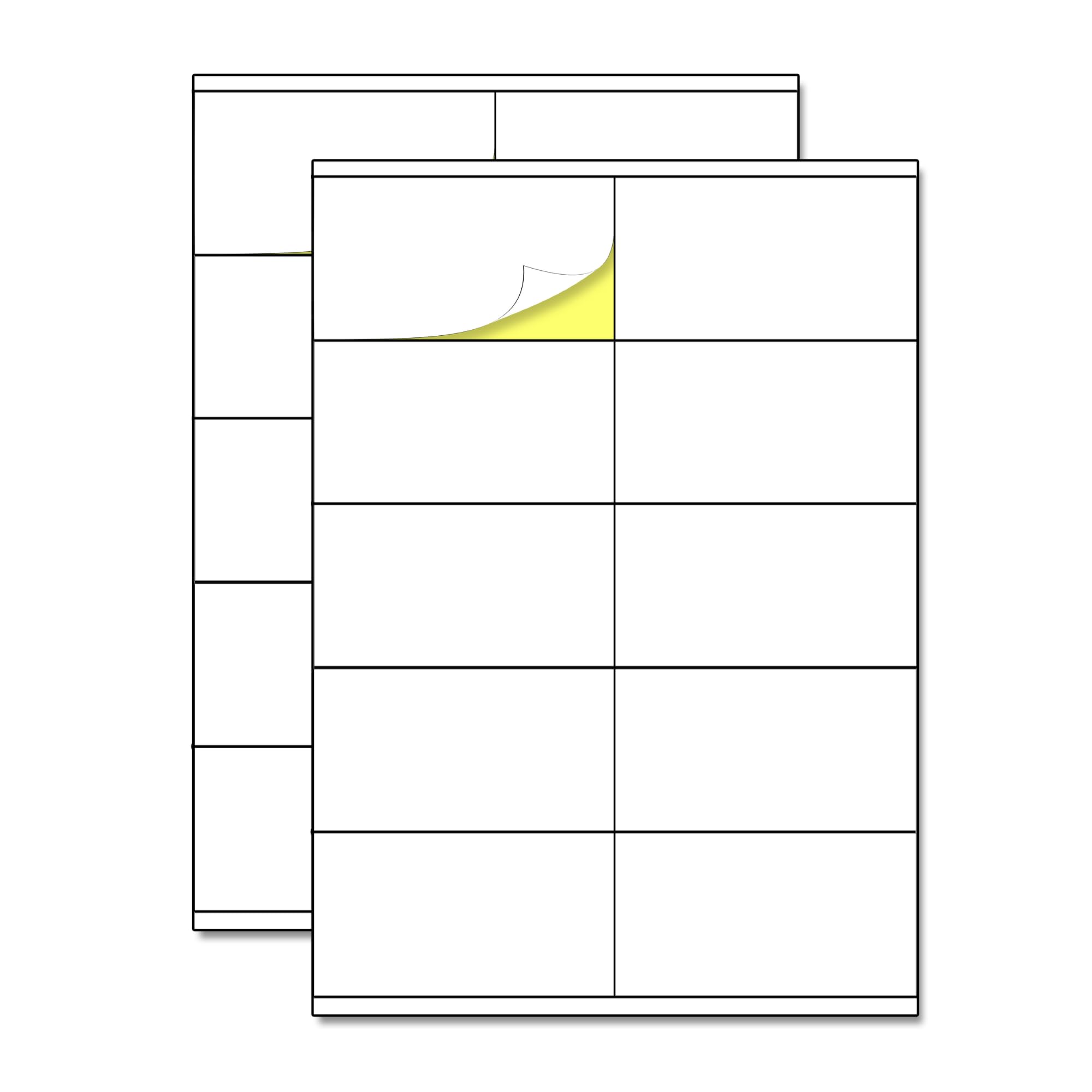 50 Sheets - White Sticky Labels Stickers, for Laser/Inkjet Printers - 10 per Sheet (A4), 105 x 57 mm