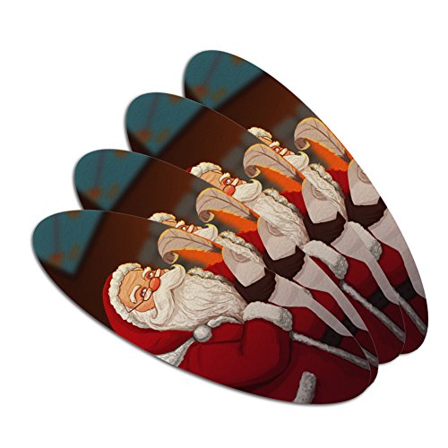 Santa Claus Christmas List Double-Sided Oval Nail File Emery Board Set 4 Pack