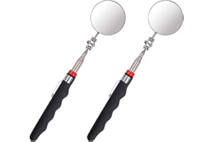 Patty Both 2 Pcs Telescoping Inspection Mirror 29 Inches Mechanics Mirror Tool with Long Handle and Round Glass for Accurate Reflection,for Technicians Checking Observation