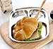 Stainless Steel Divided Tray Divided Dinner Snack Plate Kids Baby Plate Diet Plate Diet Food Control Tray Set (3section rectangularA 3pack)