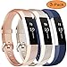 Vancle Bands Replacement for Alta HR and Alta (3 Pack), Newest Sport Replacement Wristbands with Secure Metal Buckle for Alta HR/Alta (Blue Gold Rose-Gold, Large)