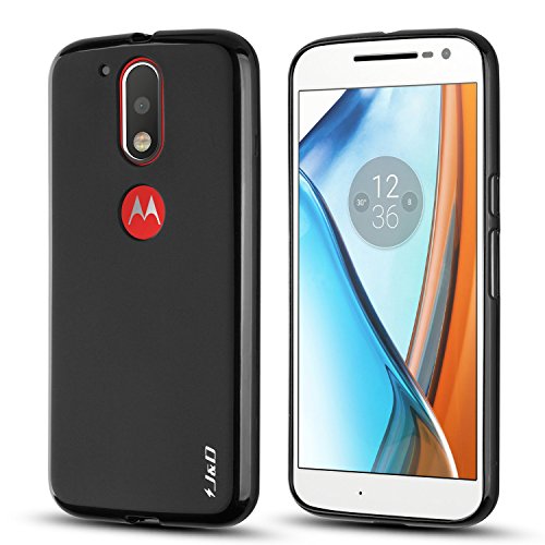 J&D Case Compatible for Moto G4 Plus/Moto G4 Case, [Drop Protection] [Slim Cushion] Shock Resistant Protective TPU Slim Case for Motorola Moto G4 Plus Bumper Case - [NOT for Moto G4 Play] - Black (Best Headphones For Moto G4 Plus)