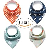 Snap Buttons Cotton Baby Bandana Drool Bibs Saliva Towel for Set of 4 Baby Feeding
