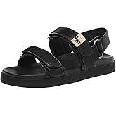 Rihero Women's Flat Sandals Comfort Adjustable Double Strap Slip on Leather Footbed Sandals
