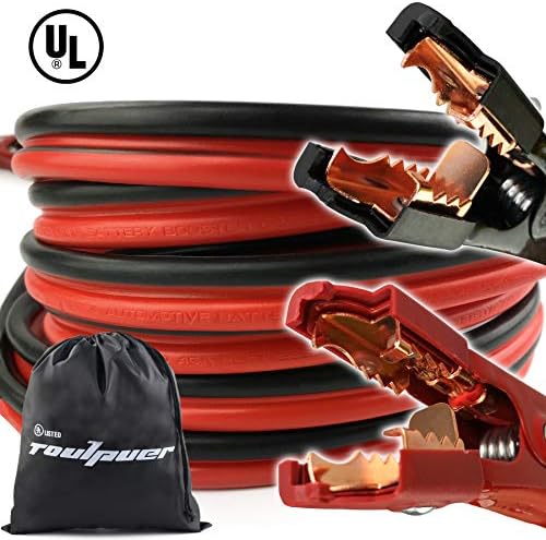Toulpuer Battery Jumper Cable 6 Gauge 16 Feet Heavy Duty Booster Cables with Carry Bag (6 Gauge, 16-Feet)
