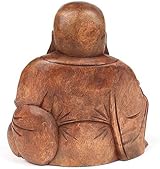Purity Style Large Wooden Laughing Buddha Statue Handcrafted Fair Trade 17cm view 2