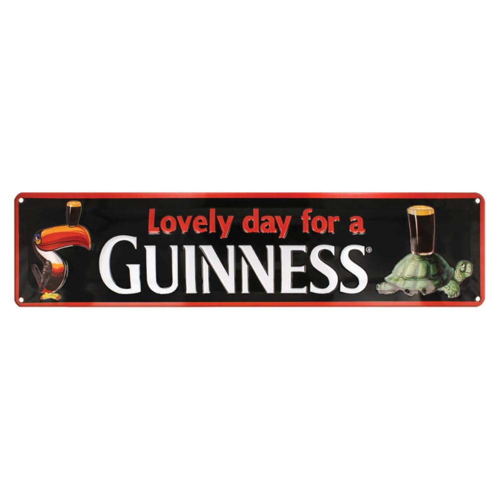 Guinness Toucan and Tortoise Gilroy Landscape Embossed Metal Sign (50cm x 12cm / 20" x 5")
