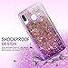 TJS Phone Case Compatible with Samsung Galaxy A20/A30 2019, with [Full Coverage Tempered Glass Screen Protector] Bling Glitter Sparkle Liquid Infused and Stars Moving Quicksand Cover (Pink)
