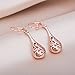 Arlumi Filigree Teardrop Leverback Dangle Earrings for Women Rose Gold Plated Jewelry