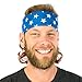 Mullet Headband Wig - Shoot for The Stars, 4th of July Headband, Gag Gifts for Men Blue White