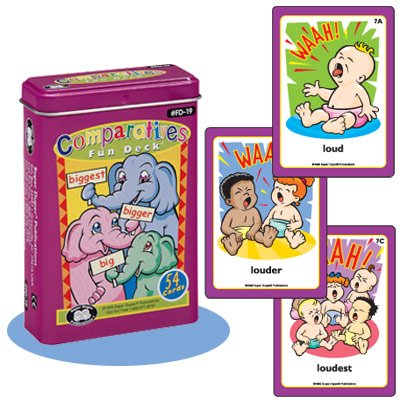Super Duper Publications Comparatives Fun Deck Flash Cards Educational Learning Resource for Children