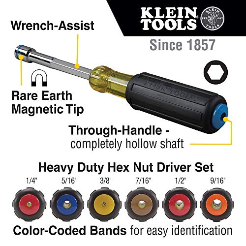 Klein Tools 6356 Tool Set, Heavy Duty Nut Drivers SAE Sizes 1