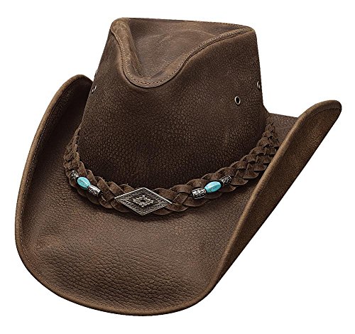 Montecarlo Bullhide Hats ROYSTON Top Grain Leather Western Cowboy Hat (XLarge)