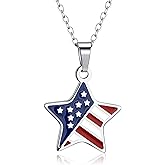 AOROCO American Flag Necklace for Women, Patriotic Necklace 4th of July Independence Day Jewelry for National Birthday Christmas