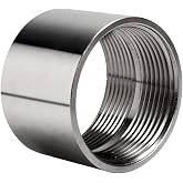 Quickun 304 Stainless Steel Pipe Coupling Fitting, 3" x 3" Female Pipe Coupler Connector Adapter Fitting (2" Length)