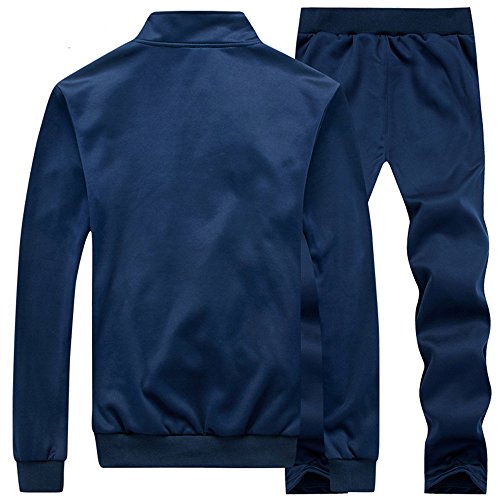JINSHI Mens Athletic Full Zip Fleece Tracksuit Jogging Sweatsuit Activewear (Blue3,M) - Thumbnail 2