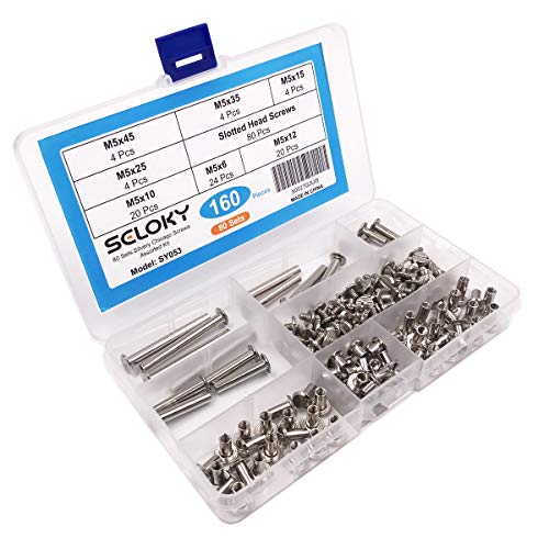 Seloky 80-Set Slotted Chicago Screw Binding Screws Posts Assortment Kit for Scrapbook Photo Albums Binding and Leather Saddles Purses Belt Repair（M5 x 6/10/12/15/25/35/45） - Thumbnail 6