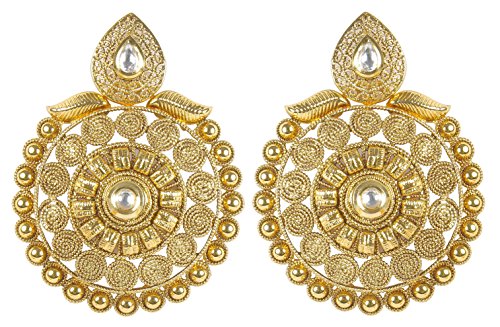 Asian style ethnic gold plated kundan stud polki earrin…