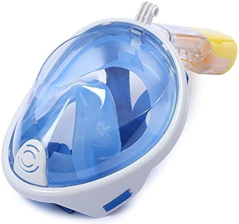 WEIKAI LTD Full Face Anti-Fog Plane Diving Mask Underwater Dry Scuba Snorkeling Set 180° View with GoPro Camera Mount for Adult &amp; Youth，Easy Breathing Diving Mask (Blue, S/M)
