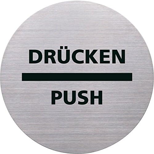 HelitH6271700 – Pictogram Push Push, Diameter 115 mm/Self Adhesive with Adhesive Pad, Stainless Steel