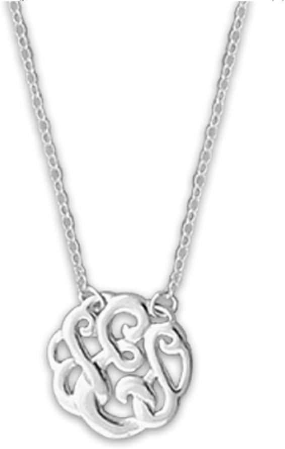 The Silver Heron Monogram Necklace.925 Sterling Silver, 16" + 2" Extender