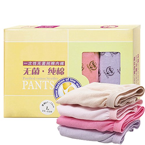 Women's 100% Cotton Disposable Regular Panties Underwear Briefs 4 pcs (M: Waist 23.62"-26.24", Colour)