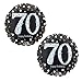 Happy 70th Birthday Party Foil 18" Balloons - Black, Gold and Silver (2 Pack)