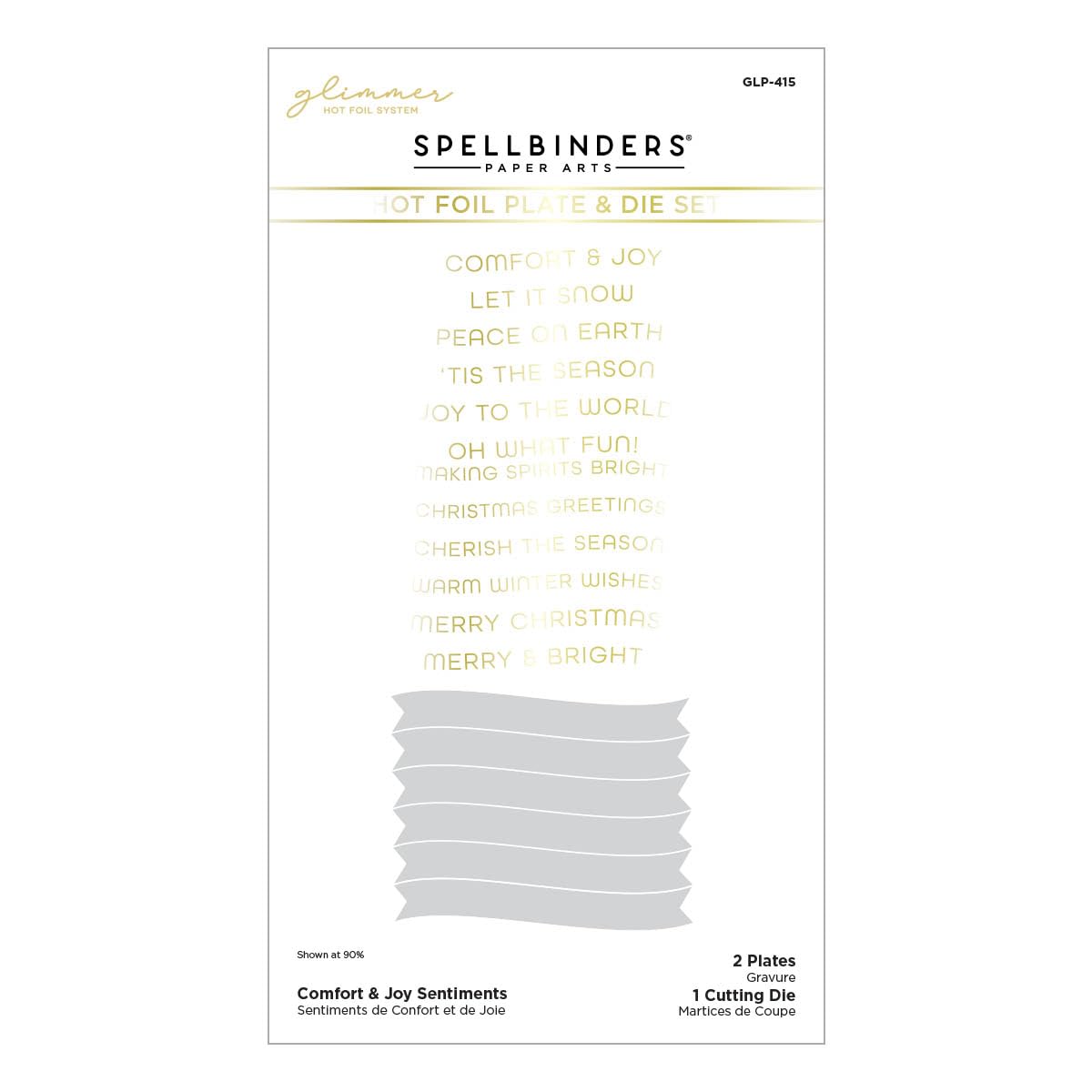 Spellbinders Comfort & Joy Sentiments Hot Foil Plate & Die Set from The Glimmer for The Holidays Collection