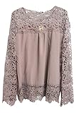 Cutiefox Womens Chiffon Lace Crochet Shirts Blouse Tops 17 Colors