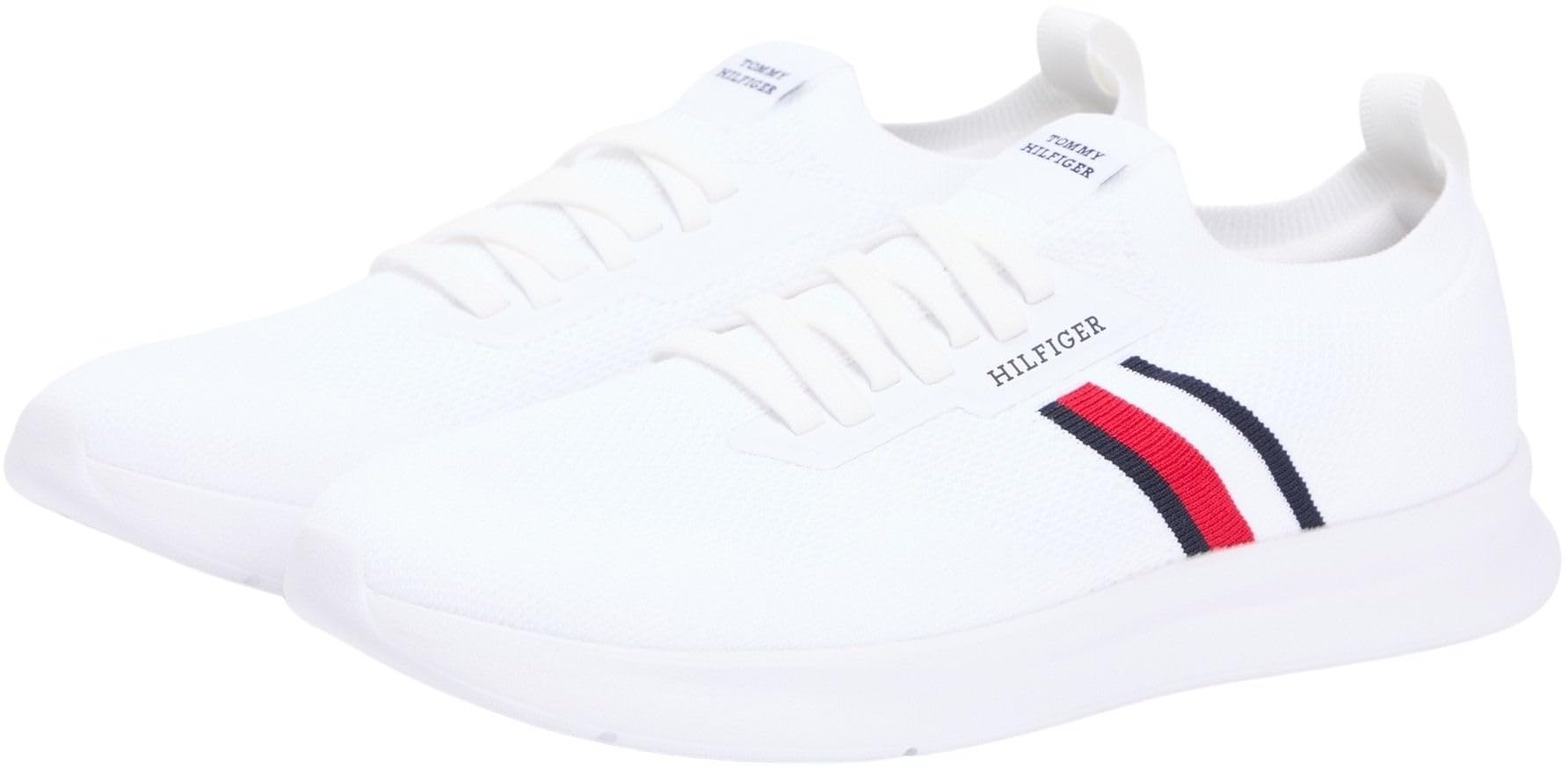 Tommy Hilfiger Herren Runner Sneaker Lightweight Knitted Low Top, Weiß (White), 43 3